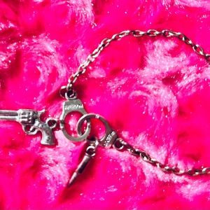 Cuffs, Gun and bullet necklace